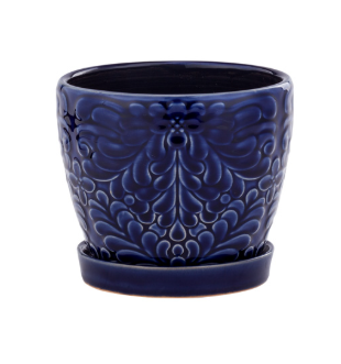 4.5" Blue Cobalt Pot w/Saucer