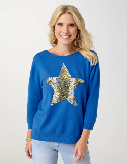 Lightweight Heavenly-Luxe 3/4 Sleeve Star Sweater