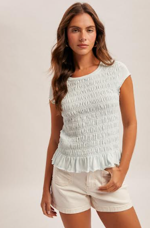 Crewneck Ruffled Hem Top