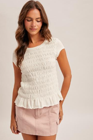 Crewneck Ruffled Hem Top