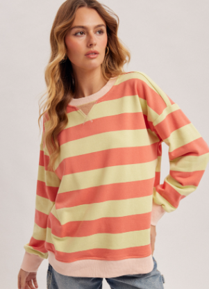 Color Block & Stripe French Terryshirt