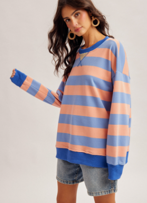 Color Block & Stripe French Terryshirt