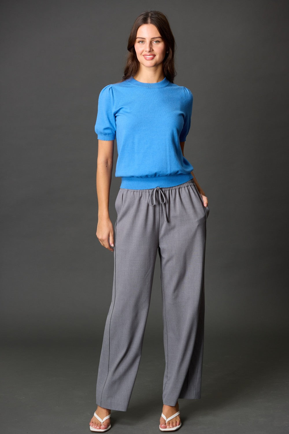 Knit Short Sleeve Puff Sleeve Top