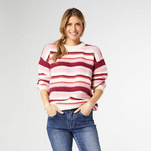 XXL - Paloma Textured Stripe Crew Neck Sweater...