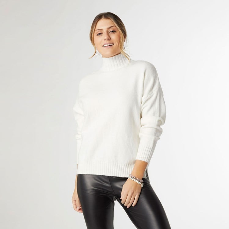 Haylo Soft Mock Neck Sweater - Winter White XS