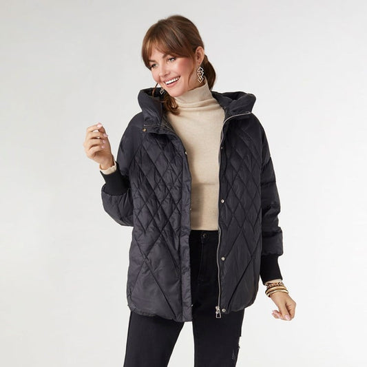 Londyn Relaxed Down Quilted Jacket - Black XS