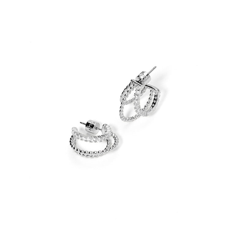 Triple Hoop PavA Huggie Earrings